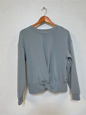 Magaschoni Athleisure Dusty Blue Twisted Front Knot Sweatshirt size S